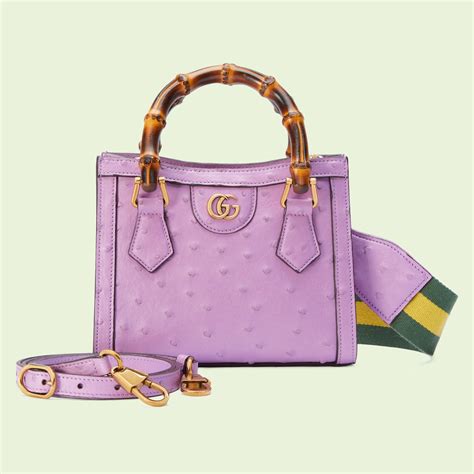 Gucci Diana mini ostrich tote bag in purple 